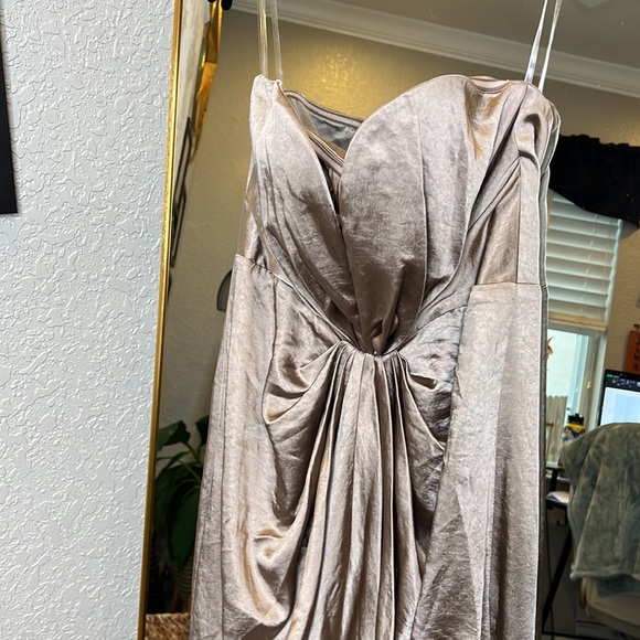 House Of CB 'Sigourney' Mink Satin Draped Front Maxi Dress NWOT - Picture 15 of 15